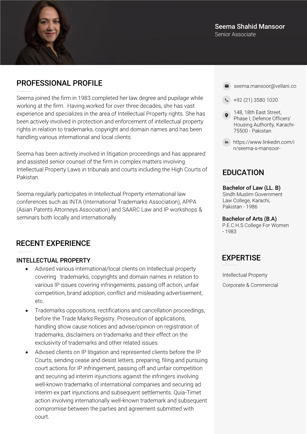 Professional Profile Expertise Recent