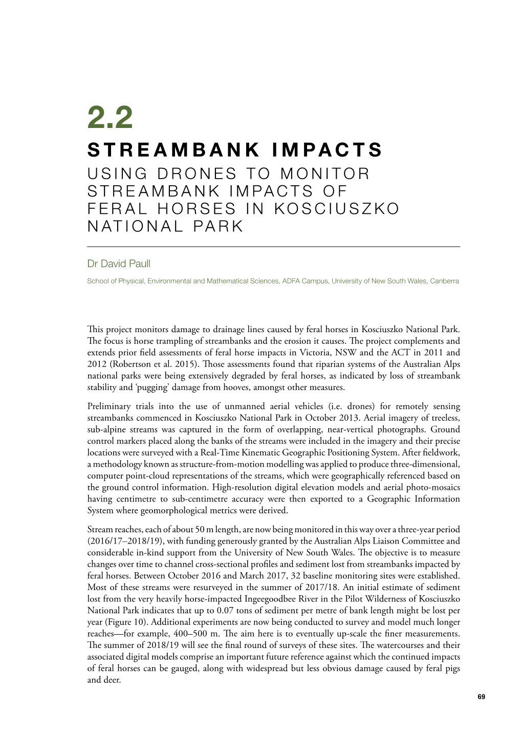 Streambank Impacts Using Drones to Monitor Streambank Impacts of Feral Horses in Kosciuszko National Park