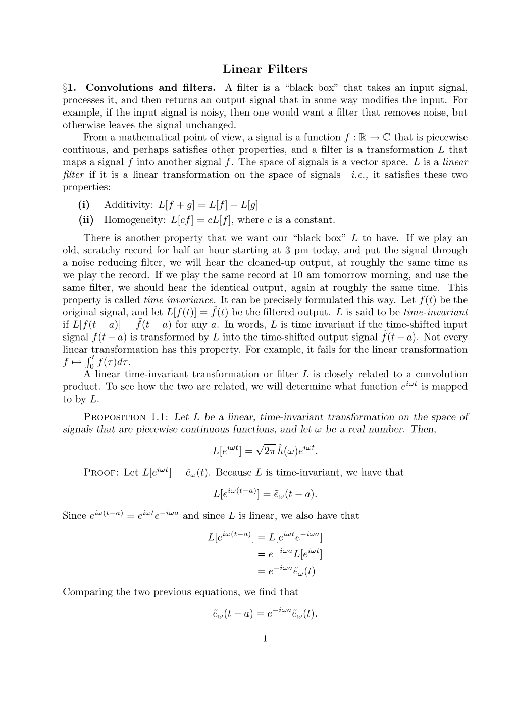 Linear Filters 1