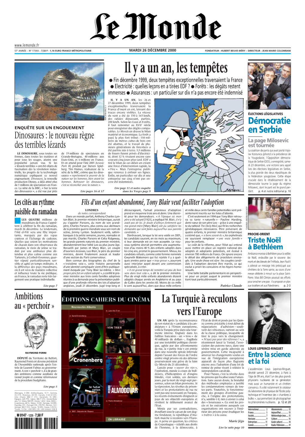 LE MONDE/PAGES<UNE>