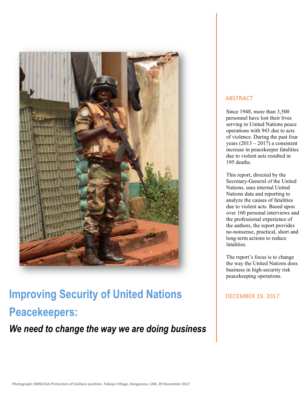 Report: Improving Security of United Nations Peacekeepers