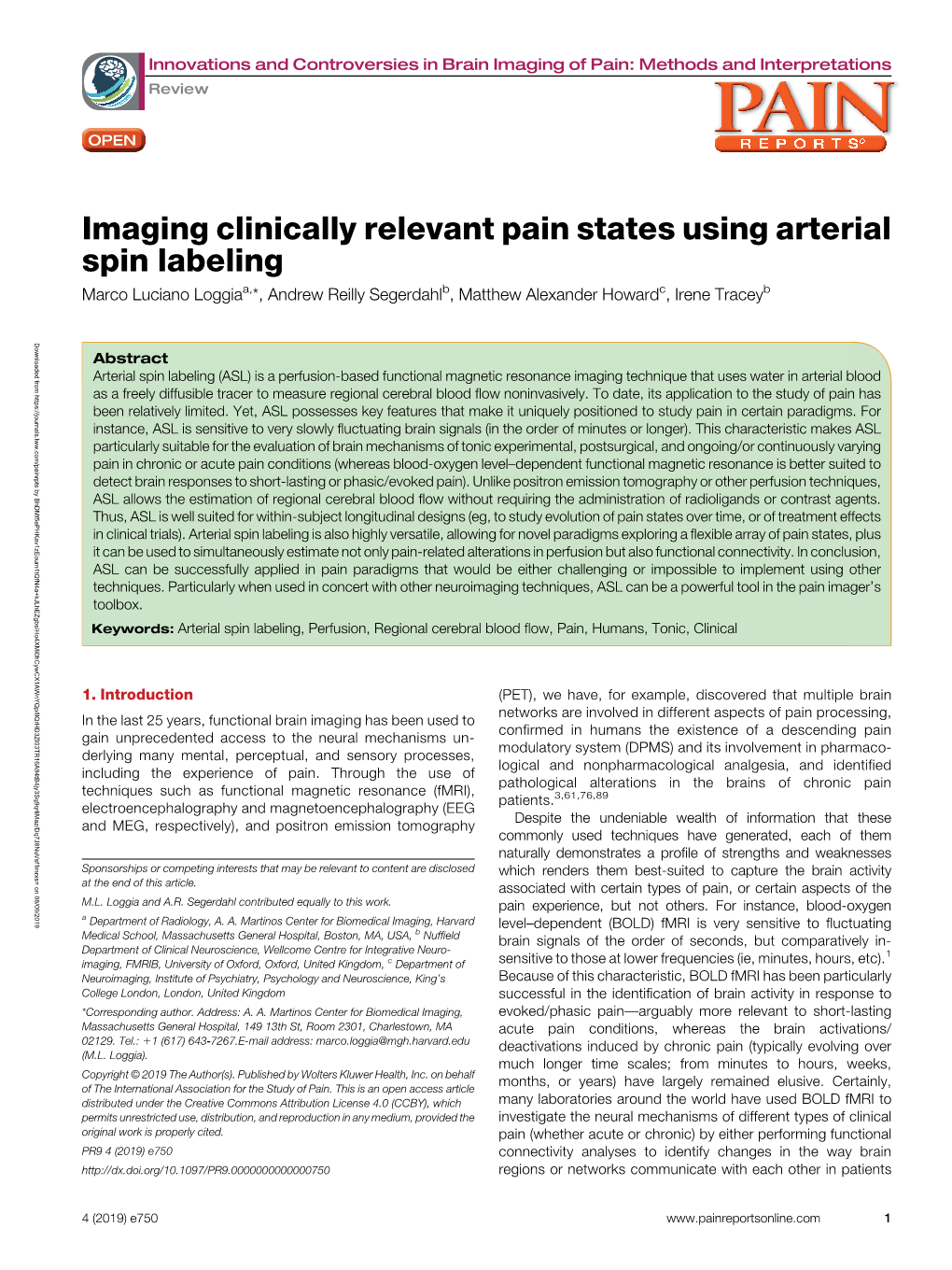 Imaging Clinically Relevant Pain States Using Arterial Spin Labeling