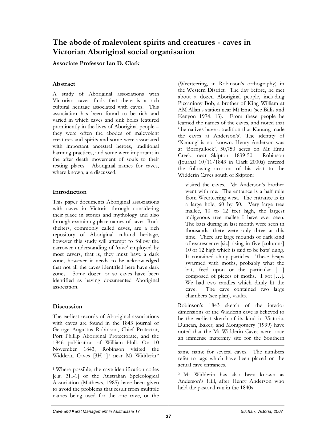 Cave and Karst Management in Australasia 17 Buchan, Victoria, 2007 37