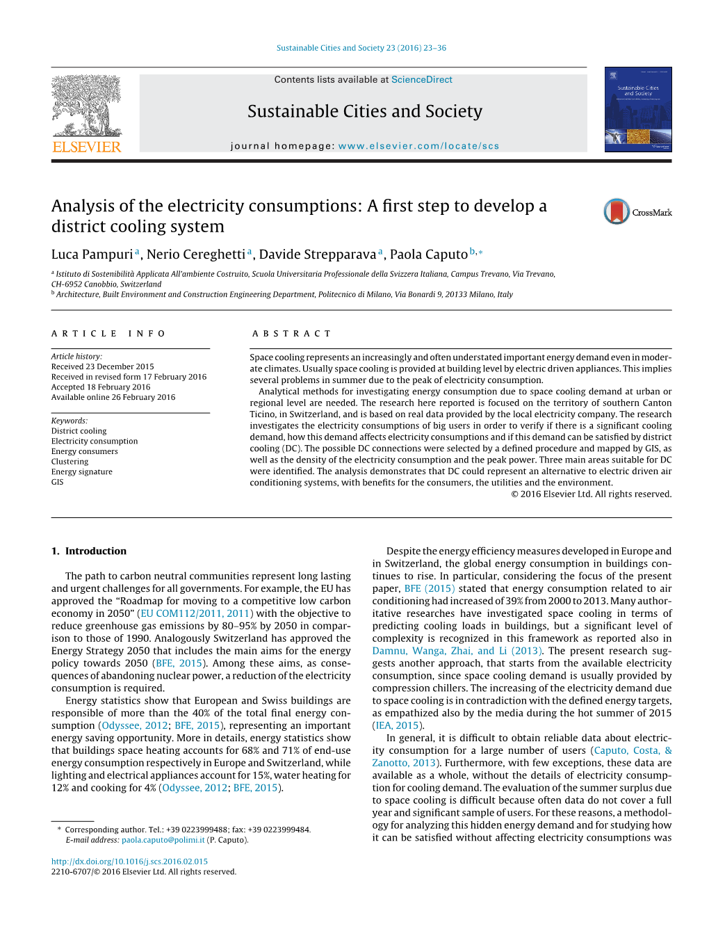 Analysis of the Electricity Consumptions: a First Step To