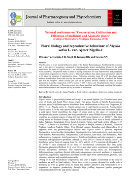 Floral Biology and Reproductive Behaviour of Nigella Sativa L. Var. Ajmer Nigella-1