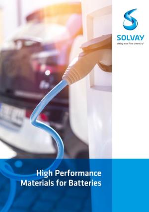 High Performance Materials for Batteries Solvay Introduction