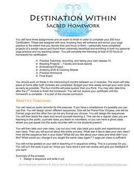 Destination Within Sacred Homework