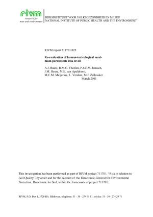 RIVM Report 711701 025 Re-Evaluation