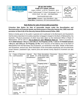 1 Sale Notice for Sale of Immovable Properties