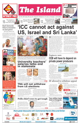 'ICC Cannot Act Against US, Israel and Sri Lanka'