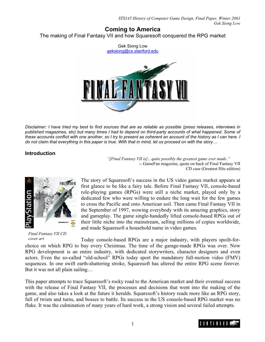 The Story of Final Fantasy VII and How Squaresoft