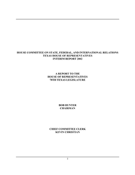 State, Federal, and International Relations Texas House of Representatives Interim Report 2002