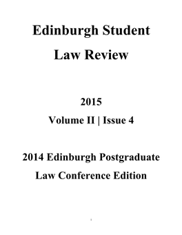 Issue 4 2014 Edinburgh Postgraduate Law Conference Edition