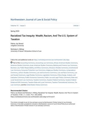 Racialized Tax Inequity: Wealth, Racism, and the US System