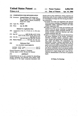 United States Patent [191 [11] Patent Number: 4,582,705 Primes Et Al.‘ [45] Date of Patent: Apr