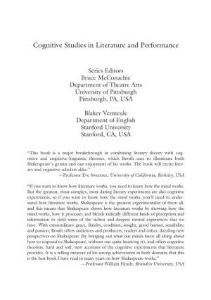 Cognitive Studies in Literature and Performance