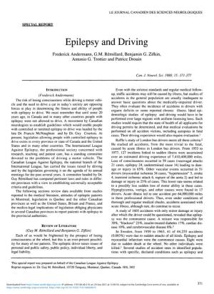 Epilepsy and Driving Frederick Andermann, G.M