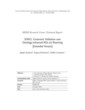 SHACL Constraint Validation Over Ontology-Enhanced Kgs Via Rewriting [Extended Version]