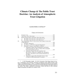 Climate Change & the Public Trust Doctrine: an Analysis of Atmospheric Trust Litigatin