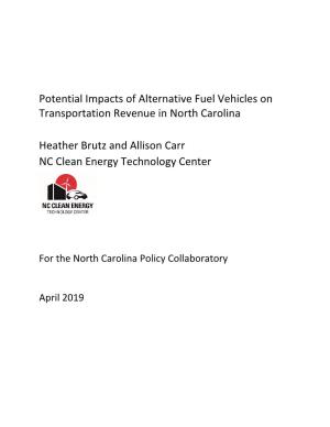 I. Estimated Impact of Alternative Fuel Vehicles (Afvs) on Transportation Revenue in North Carolina