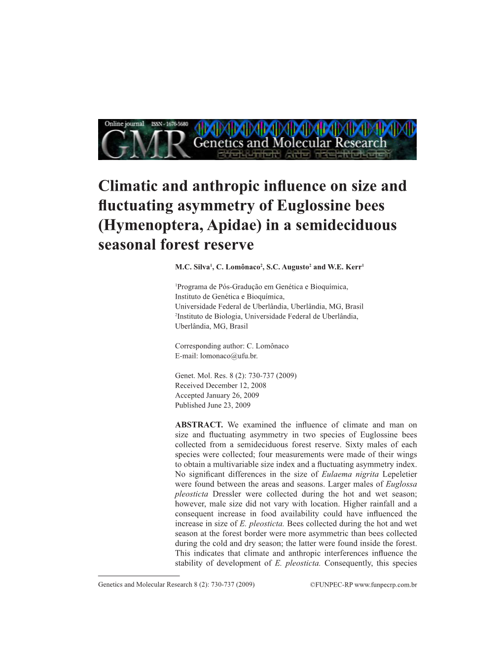 Hymenoptera, Apidae) in a Semideciduous Seasonal Forest Reserve