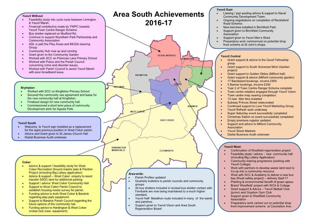 Area South Achievements 2016-17