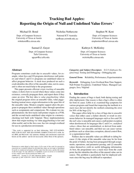 Tracking Bad Apples: Reporting the Origin of Null and Undefined Value
