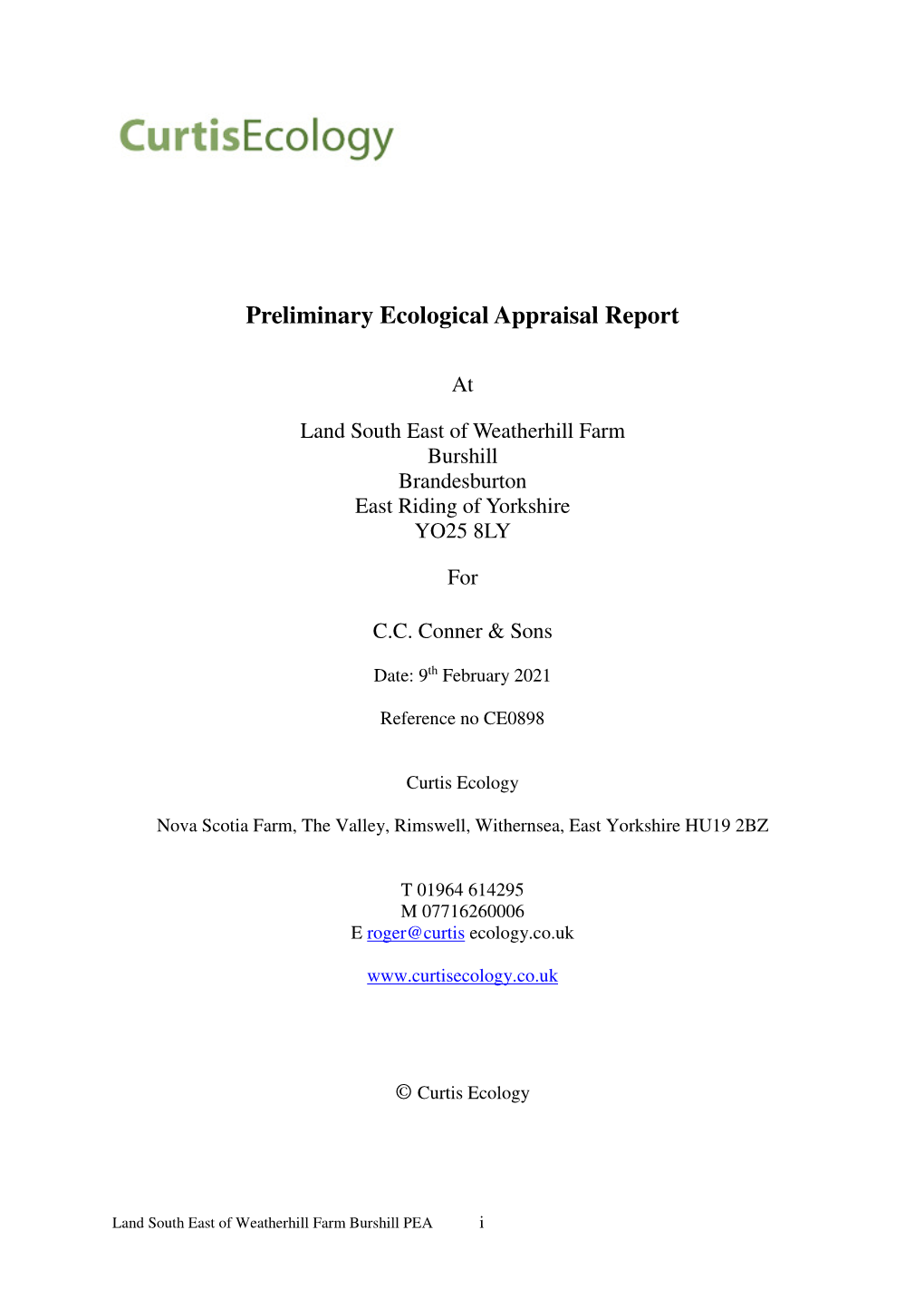 Preliminary Ecological Appraisal Report