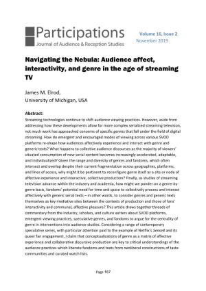 Audience Affect, Interactivity, and Genre in the Age of Streaming TV