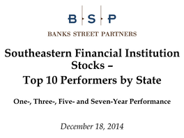 Southeastern Financial Institution Stocks – Top 10 Performers by State