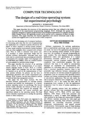 The Design of a Real-Time Operating System for Experimental Psychology KENNETH J