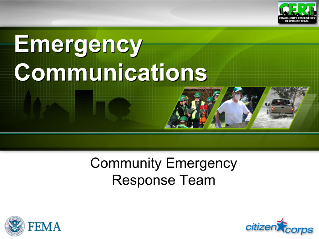 CERT Emergency Communications Module