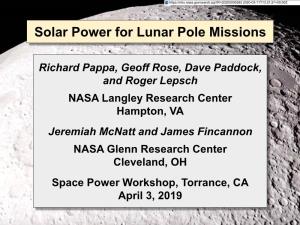 Solar Power for Lunar Pole Missions