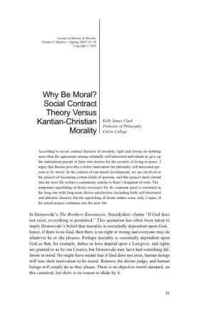 Social Contract Theory Versus Kantian-Christian Morality