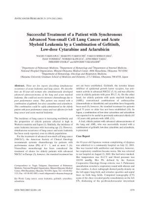 Successful Treatment of a Patient with Synchronous Advanced Non-Small