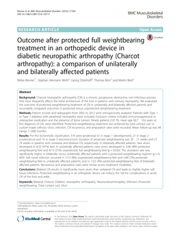 Outcome After Protected Full Weightbearing Treatment in an Orthopedic Device in Diabetic Neuropathic Arthropathy