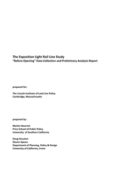 The Exposition Light Rail Line Study “Before-Opening” Data Collection and Preliminary Analysis Report