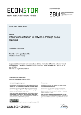 Information Diffusion in Networks Through Social Learning