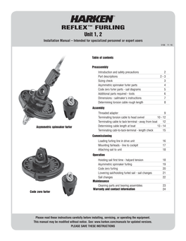 FURLING Unit 1, 2 Installation Manual – Intended for Specialized Personnel Or Expert Users 5106 11 -16