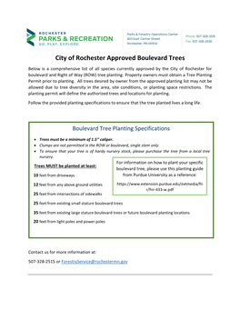 Approved Boulevard Tree Planting List