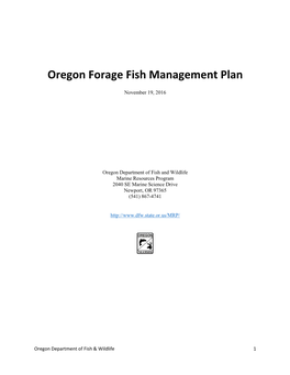 Forage Fish Management Plan