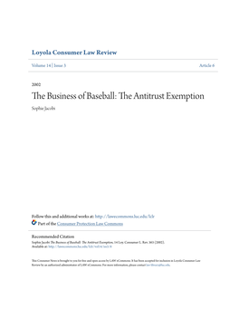 The Antitrust Exemption Sophie Jacobi
