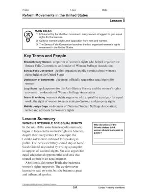 Key Terms and People Lesson Summary