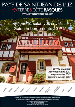 Séjournez Selon Vos Envies Guide Hébergements 2017
