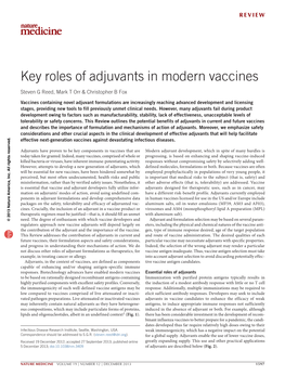 Key Roles of Adjuvants in Modern Vaccines