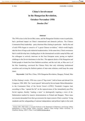 China's Involvement in the Hungarian Revolution, October-November 1956 Dandan Zhu1