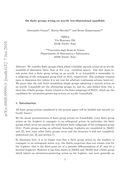 On Finite Groups Acting on Acyclic Low-Dimensional Manifolds