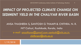 Impact of Projected Climate Change on Sediment Yield in the Chaliyar River Basin
