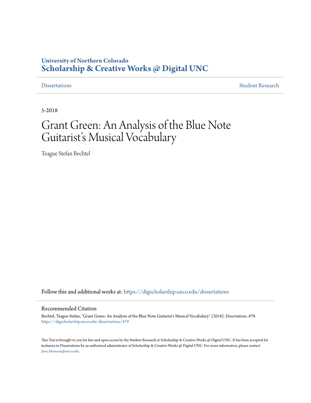 Grant Green: an Analysis of the Blue Note Guitaristâ•Žs Musical