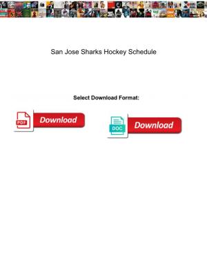 San Jose Sharks Hockey Schedule